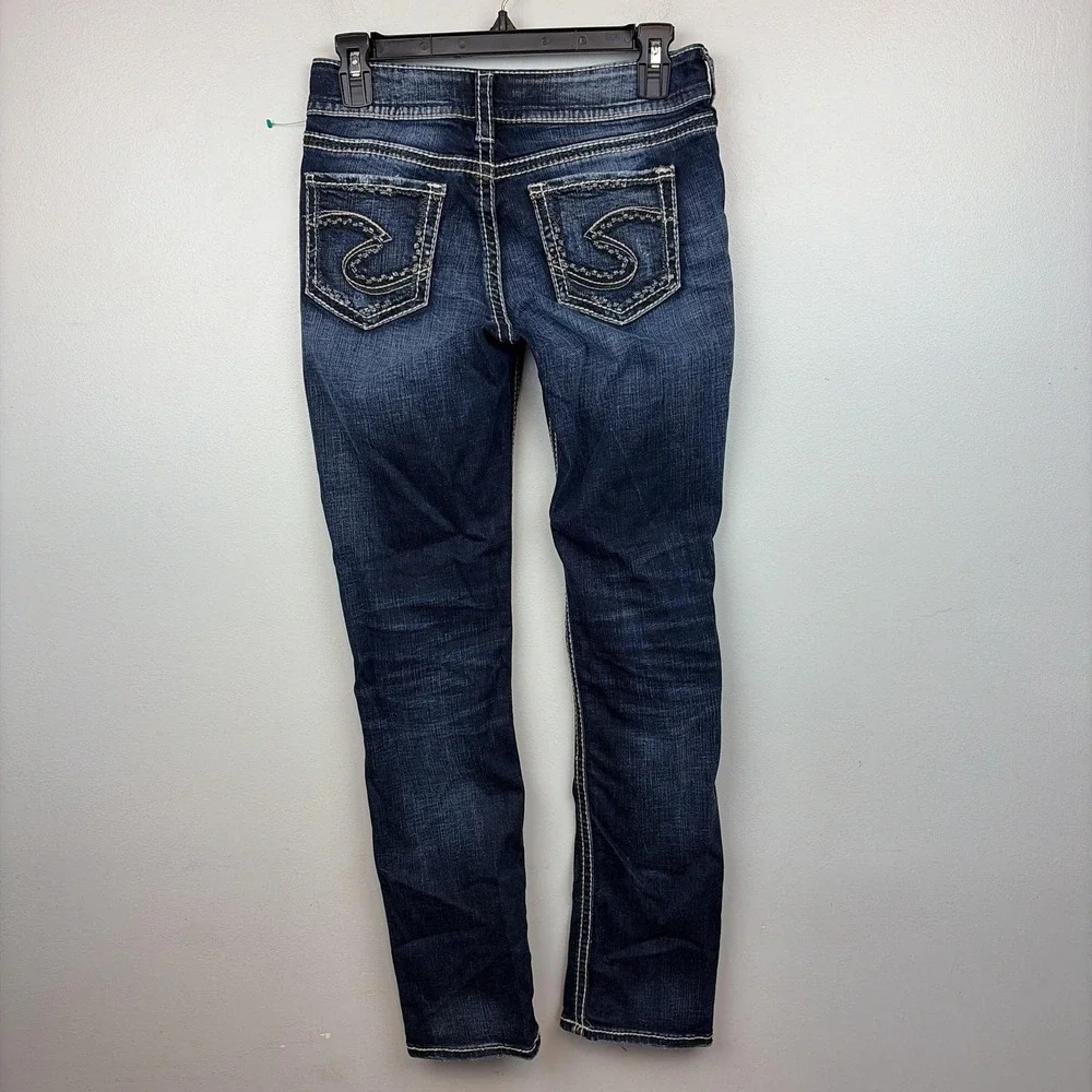Silver Jeans Co Suki Mid Straight Jeans Womens 26x30 Dark Wash Stretch Denim - Picture 2 of 9